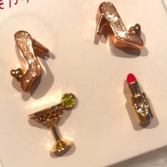 Brand New Betsey Johnson Set of Two Pairs of Post Earrings Cocktail High Heels - Picture 4 of 13